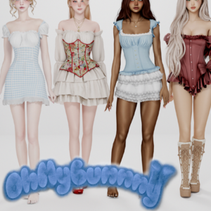Quatre tenues de jeu *Les Sims 4* féminines stylisées