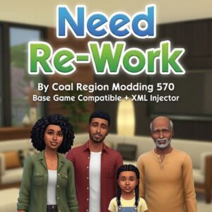 Modification région charbon 570 pour Les Sims 4 : famille souriante en intérieur moderne