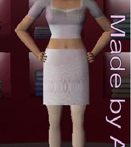Haut et jupe en tricot rose et bleu par AprilEchidna