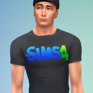 T-shirt noir logos Les Sims 4 par Huggie