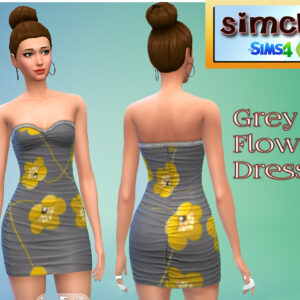 Robe bustier grise à fleurs par Lady Ivory