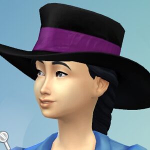 Haut-de-forme en velours noir à bande violette par Lady Sereture