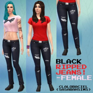 Jean noir déchiré pour femmes par clalobaciel