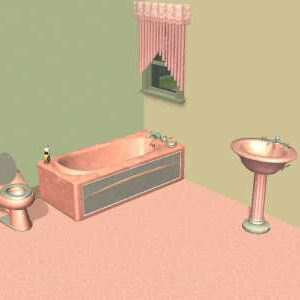 Salle de bain vieux rose et vert par dhevynstarr