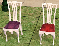 Chaises Bon Appétit blanches avec cinq coussins par fireflies