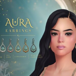 Boucles d’oreilles Aura pour Sims 4, 5 styles, compatible avec tous les avatars