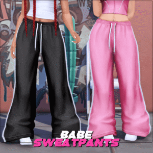 Pantalons de sport Sims 4, noir, turquoise et rose avec top assorti