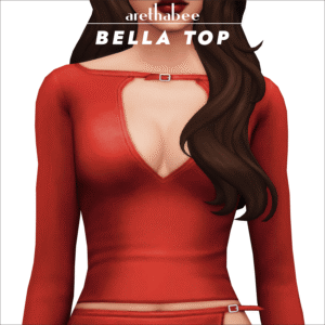 Haut rouge 'Bella Top' pour Sims 4, décolleté en cœur