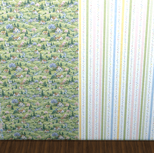 Papier peint style Sims 4 nature et lignes colorées