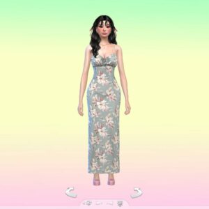 Robe longue à fleurs dans *Les Sims 4*