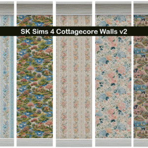 Papier peint cottagecore pour murs Sims 4 v2