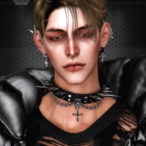 Personnage du jeu Sims 4 avec style gothique et armure futuriste