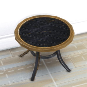 Petite table ronde en bois pour *Les Sims 4* avec plateau noir et pieds sombres