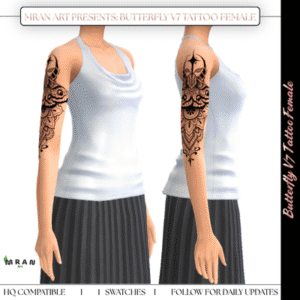 Tatouage papillon détaillé pour avatar féminin dans Sims 4