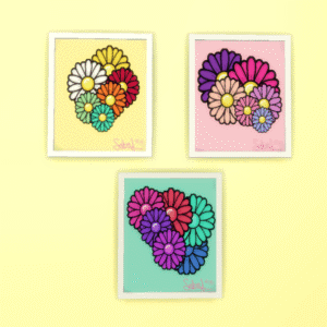 Cartes colorées de fleurs stylisées pour *Les Sims 4*
