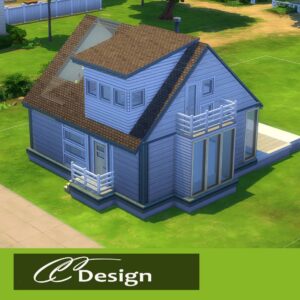 Maison de jeu Sims 4 avec toit en tuiles brunes et balcon