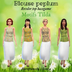 Chemisier peplum Motifs Tilda - Recoloration Sims 4