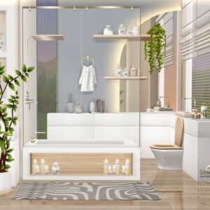 Salle de bain moderne pour *Les Sims 4*, élégante et décorée