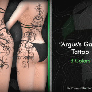 Tatouage 'Regard d’Argus' pour Sims 4, 3 couleurs