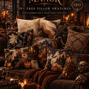 Échantillons gratuits de coussins Blackthorne Manor pour Sims 4, ambiance gothique et Halloween