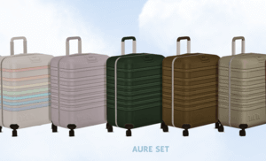 Ensemble de valises Maxis-Match CC pour le jeu Les Sims 4, 12 couleurs disponibles.