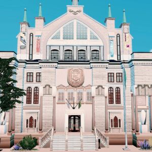 Modèle architectural du jeu *Les Sims 4* inspiré d'un bâtiment officiel.