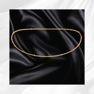 Collier doré avec perles orange, style Sims 4