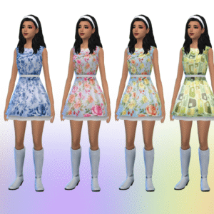 Robes colorées à motifs des Sims 4 avec bas blancs