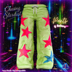 Pantalons 'Chasing Stardust' pour Sims 4, 5 couleurs, motif étoiles lumineuses
