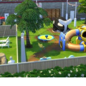 Aire de jeu aquatique thématique pour enfants dans *Les Sims 4*