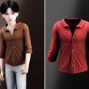 Veste de jeu vidéo *Les Sims 4*, couleurs marron et rouge