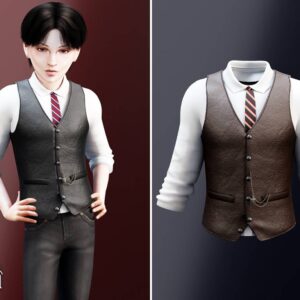 Veste et tenue veston-cravate pour Sims 4, styles gris et marron