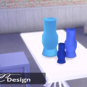 Modèles de pots de fleurs pour *Les Sims 4* sur table.