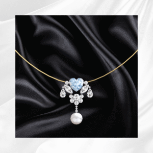 Collier de jeu *Les Sims 4* avec cœur bleu et perles