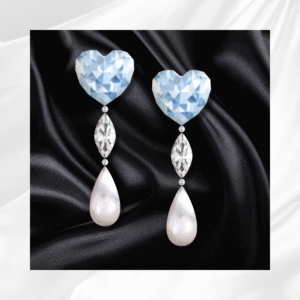 Boucles d’oreilles en forme de cœur pour *Les Sims 4*, bleu et perles
