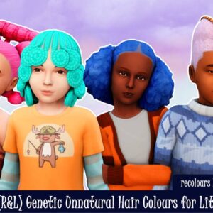 Couleurs de cheveux génétiques peu naturelles pour Sims 4, jeu vidéo.