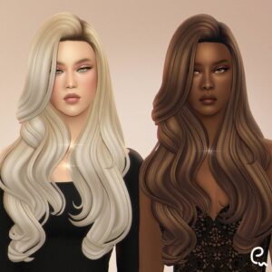 Illustrations de coiffures et tenues pour Sims 4