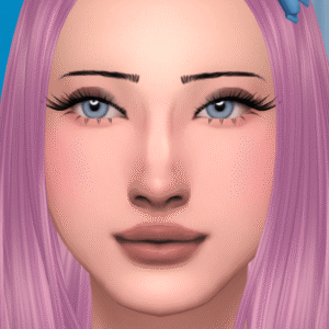 Visage virtuel aux cheveux roses, jeu *Les Sims 4*