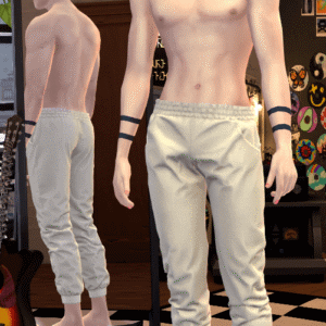 Jeu vidéo The Sims 4 : avatar masculin en sous-vêtements devant miroir