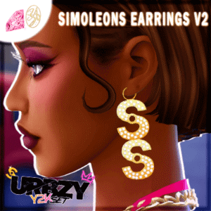 Boucles d’oreilles style lettre 'S' dorées pour Sims 4, jeu vidéo.