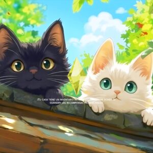 Deux chats dans *Les Sims 4* explorant un inventaire de maison.