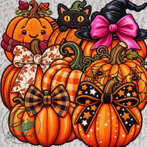 Chat noir et citrouille décorées à thème Halloween pour *Les Sims 4*