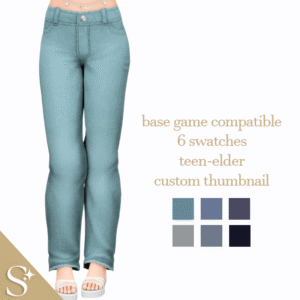 Pantalons compatibles Sims 4, 6 couleurs disponibles, pour adolescents et adultes
