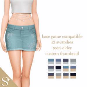 Mini-jupe personnalisable pour Sims 4, 12 couleurs disponibles.