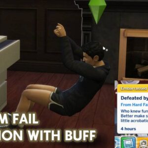 Échec amusant dans *Les Sims 4* : buff après chute contre une commode