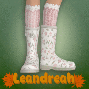 Bottes et bas à fleurs roses pour avatar féminin dans *Les Sims 4*