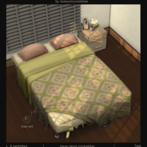 Lit coloré à motifs floraux pour *Les Sims 4*, 8 variantes.