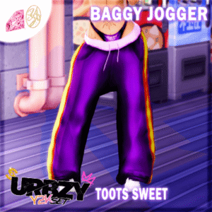 Pantalon de jogging ample Sims 4 violet et blanc, jeu vidéo