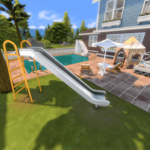 Glissade et piscine dans une maison du jeu Les Sims 4
