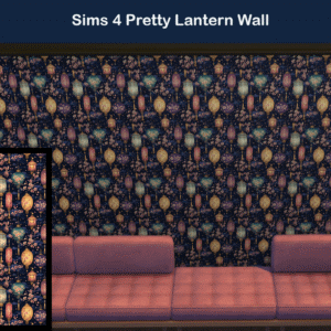 Mur aux lanternes colorées pour Sims 4
